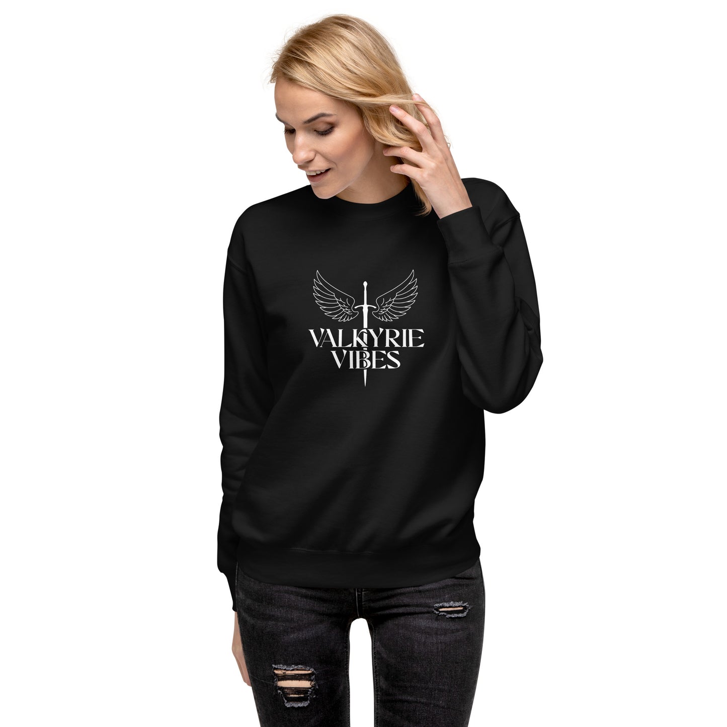 Valkyrie Vibes Unisex Crewneck Sweatshirt in Black